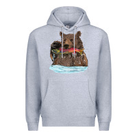 Heather Grey mama bear haunting fish Premium Hoodie - RanaPortraitStore