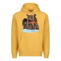 Mustard mama bear haunting fish Premium Hoodie - RanaPortraitStore