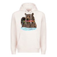 Pale Pink mama bear haunting fish Premium Hoodie - RanaPortraitStore