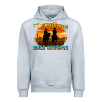 Heather Grey the world needs more cowboys Urban Hoodie - texasbilliewilder