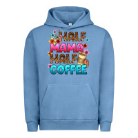 Pigment Pebble Blue half mama half coffee Urban Hoodie - Zillion Design Studio