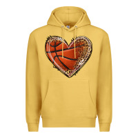Antique Gold basketball heart Premium Hoodie - texasbilliewilder