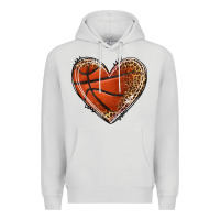 Dove Grey basketball heart Premium Hoodie - texasbilliewilder