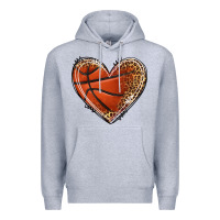 Heather Grey basketball heart Premium Hoodie - texasbilliewilder