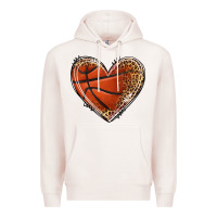 Pale Pink basketball heart Premium Hoodie - texasbilliewilder