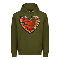 Army Green basketball heart Premium Hoodie - texasbilliewilder