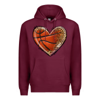 Burgundy basketball heart Premium Hoodie - texasbilliewilder