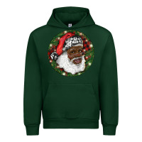Forest Green African American Santa Christmas Urban Hoodie - RanaPortraitStore