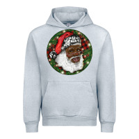 Heather Grey African American Santa Christmas Urban Hoodie - RanaPortraitStore