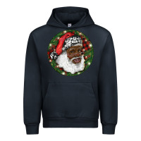 Navy African American Santa Christmas Urban Hoodie - RanaPortraitStore