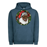 Pigment Midnight Navy African American Santa Christmas Urban Hoodie - RanaPortraitStore