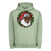 Pigment Oil Green African American Santa Christmas Urban Hoodie - RanaPortraitStore