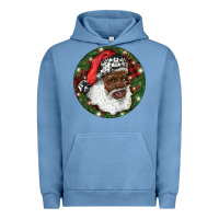 Pigment Pebble Blue African American Santa Christmas Urban Hoodie - RanaPortraitStore