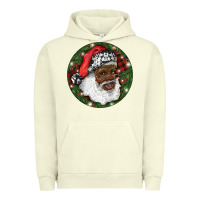 Pigment Pistachio African American Santa Christmas Urban Hoodie - RanaPortraitStore