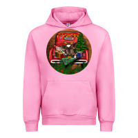 Fuchsia Pink Baby Cow Christmas Urban Hoodie - RanaPortraitStore