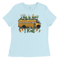 Baby Blue this is how i roll school bus camouflage Ladies Tee - Artiststas