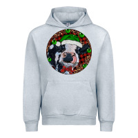 Heather Grey Baby Cow Christmas Urban Hoodie - RanaPortraitStore