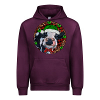 Mauve Wine Baby Cow Christmas Urban Hoodie - RanaPortraitStore