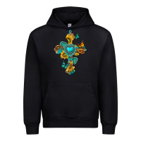 Black western cross with gemstone and sunflowers Urban Hoodie - texasbilliewilder