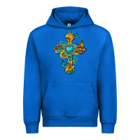 Cobalt western cross with gemstone and sunflowers Urban Hoodie - texasbilliewilder