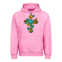 Fuchsia Pink western cross with gemstone and sunflowers Urban Hoodie - texasbilliewilder