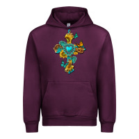Mauve Wine western cross with gemstone and sunflowers Urban Hoodie - texasbilliewilder