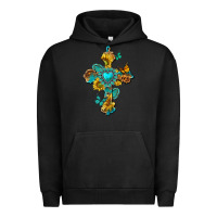 Pigment Black western cross with gemstone and sunflowers Urban Hoodie - texasbilliewilder
