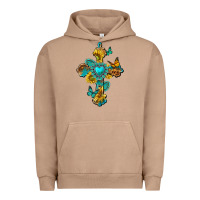 Pigment Burro western cross with gemstone and sunflowers Urban Hoodie - texasbilliewilder
