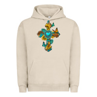 Pigment French Oak western cross with gemstone and sunflowers Urban Hoodie - texasbilliewilder