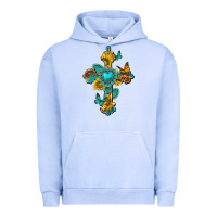 Pigment Grape Ice western cross with gemstone and sunflowers Urban Hoodie - texasbilliewilder