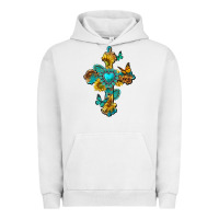 Pigment Lunar Rock western cross with gemstone and sunflowers Urban Hoodie - texasbilliewilder