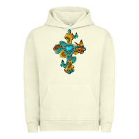 Pigment Pistachio western cross with gemstone and sunflowers Urban Hoodie - texasbilliewilder