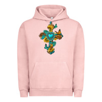 Pigment Salmon western cross with gemstone and sunflowers Urban Hoodie - texasbilliewilder