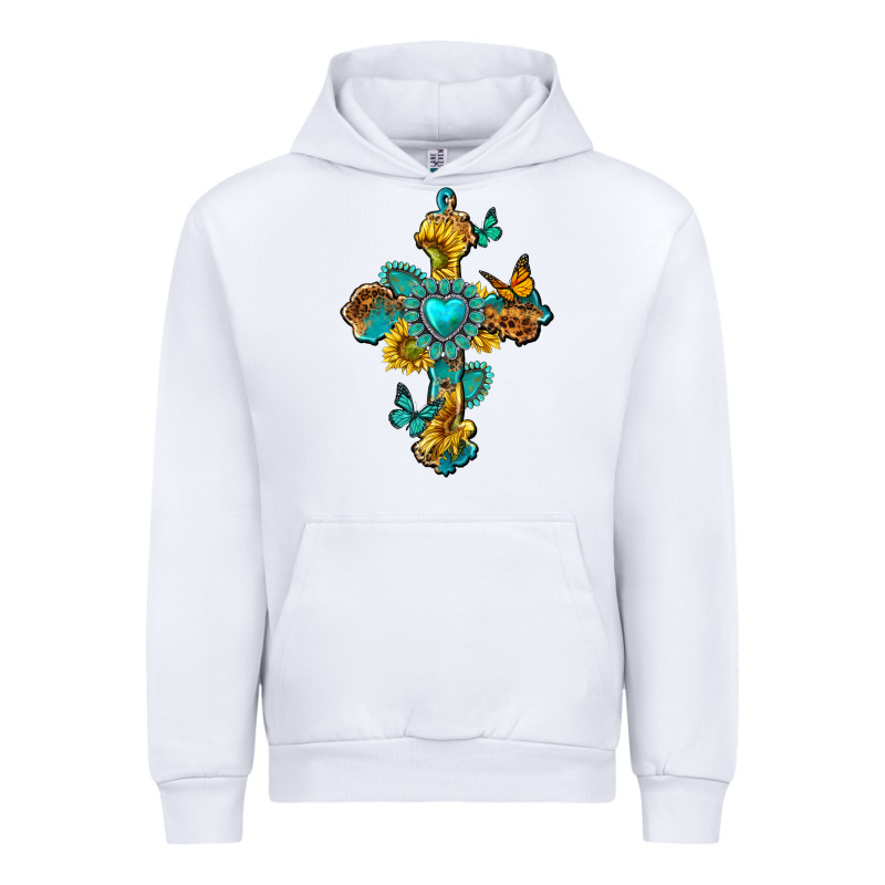 Western Cross With Gemstone And Sunflowers Urban Hoodie by texasbilliewilder | Teevron