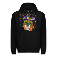 Black mardi gras  mask beagle Premium Hoodie - RanaPortraitStore
