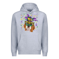 Heather Grey mardi gras  mask beagle Premium Hoodie - RanaPortraitStore