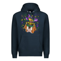 Navy mardi gras  mask beagle Premium Hoodie - RanaPortraitStore