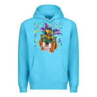 Ocean Blue mardi gras  mask beagle Premium Hoodie - RanaPortraitStore