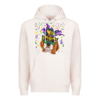 Pale Pink mardi gras  mask beagle Premium Hoodie - RanaPortraitStore