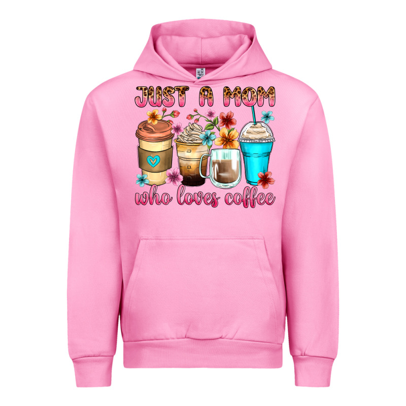 Just A Mom Who Loves Coffee Urban Hoodie by Zillion Design Studio | Teevron