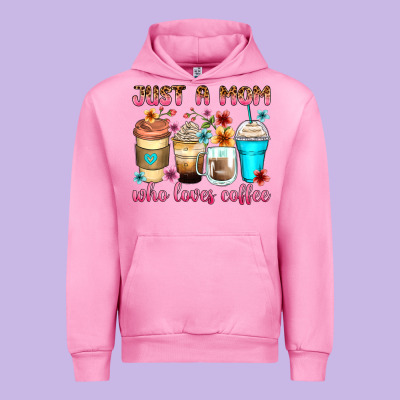 Just A Mom Who Loves Coffee Urban Hoodie Designed By Zillion Design Studio