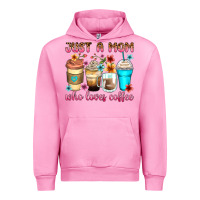 Fuchsia Pink just a mom who loves coffee Urban Hoodie - Zillion Design Studio