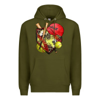 Army Green softball home plate Premium Hoodie - Zillion Design Studio