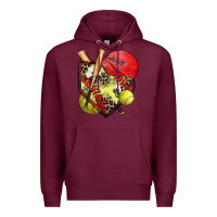 Burgundy softball home plate Premium Hoodie - Zillion Design Studio