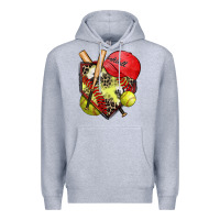 Heather Grey softball home plate Premium Hoodie - Zillion Design Studio