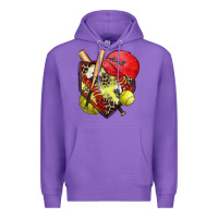 Purple softball home plate Premium Hoodie - Zillion Design Studio