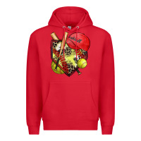 Red softball home plate Premium Hoodie - Zillion Design Studio