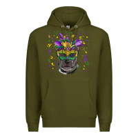 Army Green mardi gras  mask pitbull Premium Hoodie - RanaPortraitStore