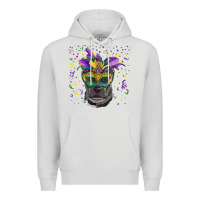 Dove Grey mardi gras  mask pitbull Premium Hoodie - RanaPortraitStore