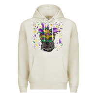 Oatmeal Heather mardi gras  mask pitbull Premium Hoodie - RanaPortraitStore
